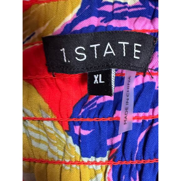 1 State Red Floral Dress Size XL Maxi Straps Boho - Picture 9 of 11